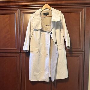 Vintage Ann Taylor Cream 3/4 Sleeve Trench Coat
